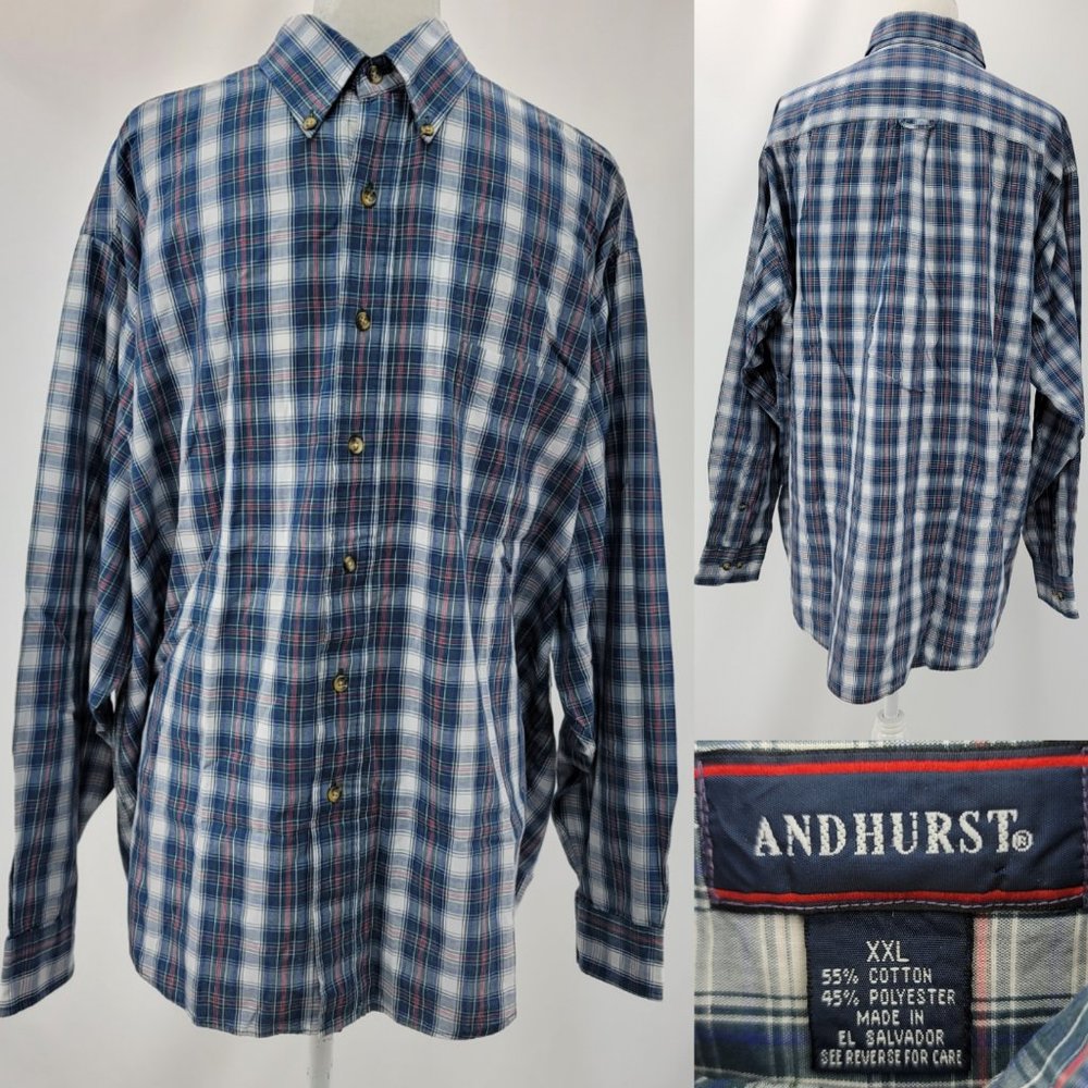 Andhurst XXL Plaid Lightweight Button Down Shirt